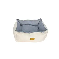 PET MOOD - Cama Para Perros Sofa De Verano T-s Desenfudable Beige Con Gris Cuadrado