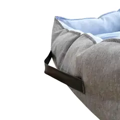 PET MOOD - Cama Para Perros Sofa De Verano T-s Desenfudable Celeste Con Gris Cuadrado