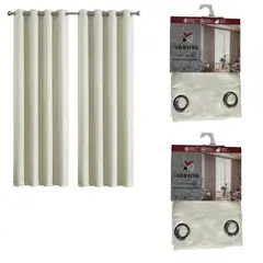 GENERICO - Pack x2 cortinas de 140x240cm con 8 ojales - Crema