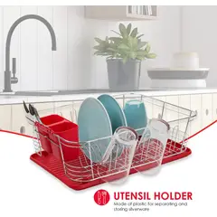 OEM - Escurridor de Platos de Metal con Bandeja Extraíble - Secador de Vajilla Elegante