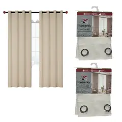 GENERICO - Pack x2 cortinas de 140x240cm con 8 ojales - Beige Tipo Tejido