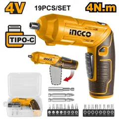 INGCO TOOLS - DESTORNILLADOR INALÁMBRICO INGCO 4V 4NM + 19 ACCESORIOS CSDLI0442