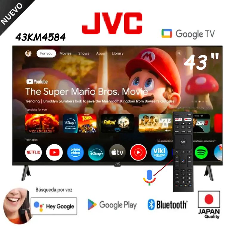 Nuevo Televisor JVC 43 QLED FHD Google Tv con Control de Voz LT-43KM4584