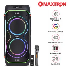 MAXTRON - Torre de Sonido MX 834 Zingany Karaoke USB BT TWS