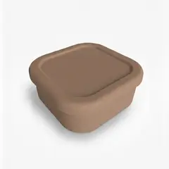 GENERICO - TAPER DE SILICONA CUADRADO CON TAPA HERMÉTICA COLOR MARRÓN GABBIANO