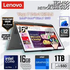 LENOVO - Laptop Lenovo Yoga 7 Dos en Uno de 16" Intel® Core™ Ultra 7 155U 16GB RAM-LPDDR5X 1 TB SSD 16IML9 - 83DL0002US