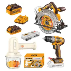 INGCO TOOLS - Kit Brushless Sierra Circular + Atornillador 20v+ Batidora COSLI240583