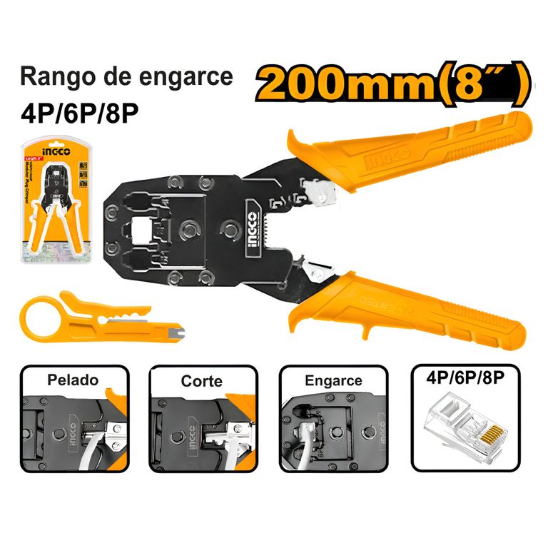 ALICATE PRENSA TERMINAL INGCO 8 200MM HMPC1468P