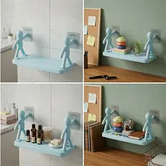GENERICO - Estante Repisa Flotante Organizador de Pared Humanoide Celeste  pack 3 unidades