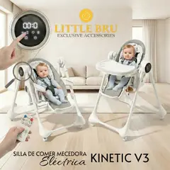 LITTLE BRU ACCESORIOS EXCLUSIVOS - Silla de Comer y Columpio Eléctrico 4 en 1 Kinetic V3