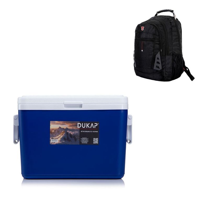 Cooler Dukap 27 Litros Azul - Icepack GRATIS + Mochila Portalaptop