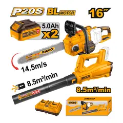 INGCO TOOLS - KIT MOTOSIERRA BRUSHLESS INGCO 20V 145MS 16 + SOPLADOR 20V 85M3MIN COSLI240463