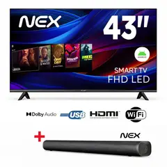NEX - Televisor LED 43 Full TVLED43S HD Smart TV Android + Soundbar