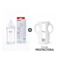 GENERICO - Biberón Soft Touch de Vidrio 240ml 8oz + Funda Protectora Blanco