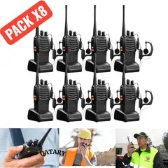 OEM - Kit 8 Radios Transmisores 888S Recargables - Incluye Clip, Antena y Manos Libres