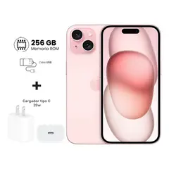 APPLE - Apple Iphone 15 256gb Rosado Pink + Kit de carga. Reacondicionado A2846.