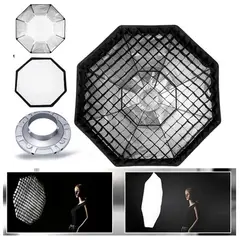 GENERICO - Softbox octagonal 95cm Montura Bowens + Rejilla Grilla Flash Estudio