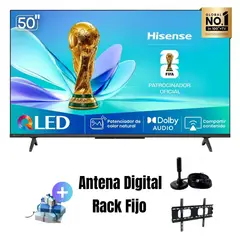 Hisense - Televisor QLED 50 FHD VIDAA 50Q4SV + Antena + Rack Fijo