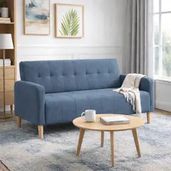 ARTSOFA - Sofá Tres Cuerpos Aura Azul Acero Antifluido + Obsequio