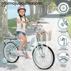 VELOX - Bicicleta Campera para Niña Aro 20 «BETTY» con Canasta Light Sky Blue