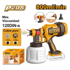INGCO TOOLS - PISTOLA PARA PINTAR INGCO 20V 800MLMIN 120DIN-S CSGLI2004