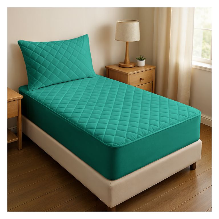 CUBRECOLCHÓN, PROTECTOR 1,5 PLAZAS IMPERMEABLE - Turquesa - 1,5