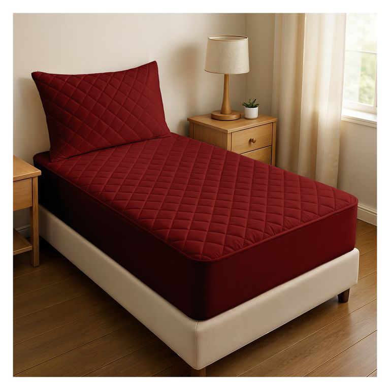 CUBRECOLCHÓN, PROTECTOR 1,5 PLAZAS IMPERMEABLE - Rojo - 1,5