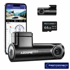 AZDOME - CAMARA PARA AUTOS DASHCAM 4K AZDOME M330 MAX Frontal + Trasera GPS WiFi Dual Band + Micro SD 64GB