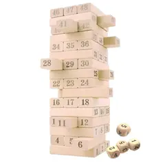 GENERICO - JENGA JUEGODE MEZA CLASICO 54 PIEZAS DE MADERA NATURAL