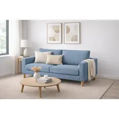 ARTSOFA - Sofá Tres Cuerpos Nordik Azul Denim Antifluido + Obsequio