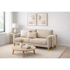 ARTSOFA - Sofá Tres Cuerpos Nordik Beige Antifluido + Obsequio