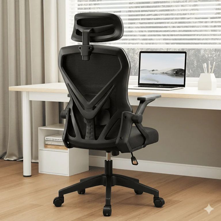Silla Ergonómica de Oficina Malla con Apoyacabeza Soporte Lumbar Giratoria Ajustable