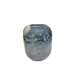 GENERICO - Jarrón Decorativo de Vidrio – Acabado Marmoleado Azul y Blanco -  Adorno Elegante para Sala Regalo Ideal