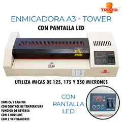 TOWA - Enmicadora Laminadora A3 Tower Metalica Semindustrial Con Panel LED