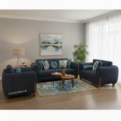 ALTO HOGAR - Juego de Sala Amarantha 3 2 1 Tapiz Antifluido Azul