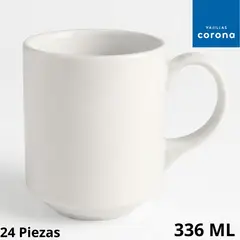 CORONA - Taza Apilable Actualite Blanco de Porcelana 336 ml 11.5 oz  24 Piezas Vajillas Corona