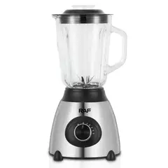 RAFF - Licuadora RAF 1.5 Lts Vidrio 5V + Pulso Base Acero Inox R295
