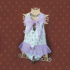 GENERICO - ENTERIZO ROPA DE BAÑO PARA PERRO Y GATO TUL Y LAZO LILA - TALLA M