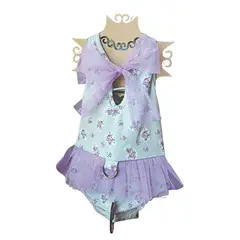 GENERICO - ENTERIZO ROPA DE BAÑO PARA PERRO Y GATO TUL Y LAZO LILA - TALLA L