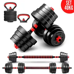 Xtreme Sport - Mancuernas Set de 40 Kg Convertibles + Barra + Asas