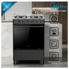 Midea - Cocina a Gas Midea 24" 4 Quemadores  MGS24FS2LFABBC – Modelo Nuevo