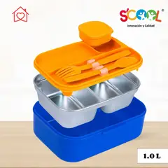 SCOOL - Taper para Nino Ball con Divisiones y Cubiertos 1 L