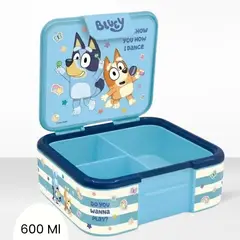 GENERICO - Taper para Niño con diseño Bluey con Divisiones 600 ml
