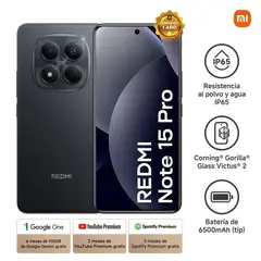 XIAOMI - Celular Redmi Note 15 Pro 16GB RAM (8GB+ 8GB EXT)+ 256GB CAMARA De 200P AI Batería de 6500 mAh BLACK
