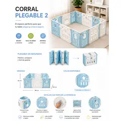 GENERICO - Corral plegable celeste 185 x 150 cm infantil