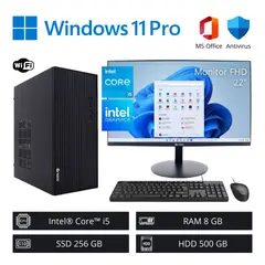 INTEL - Computadora PC Intel Core i5 3,30 GHz 8GB RAM 256GB SSD 500GB HDD + Monitor 22" FHD WiFi