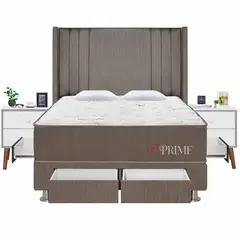 FORLI - Dormitorio 4 Cajones Deluxe Prime Marrón King + 02 Veladores