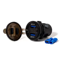 GENERICO - Voltímetro VDC y Cargador Rápido USB QC 3.0