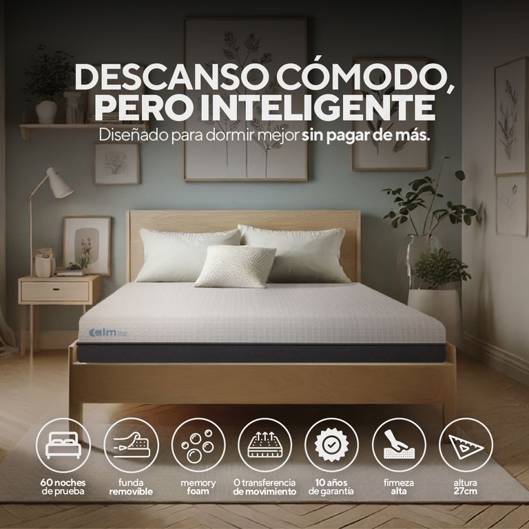 Pack Colchón Lite de Memory Foam 1.5 Plz + 1 Almohada Calm Memory Pro