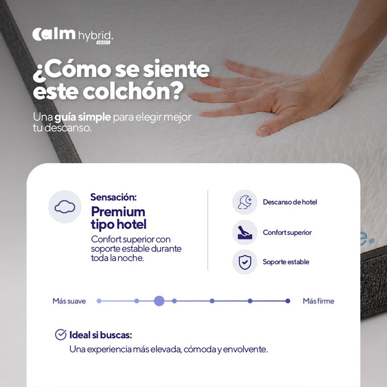 Pack Colchón Hybrid de Memory Foam Queen + 2 Almohadas Calm Memory Pro